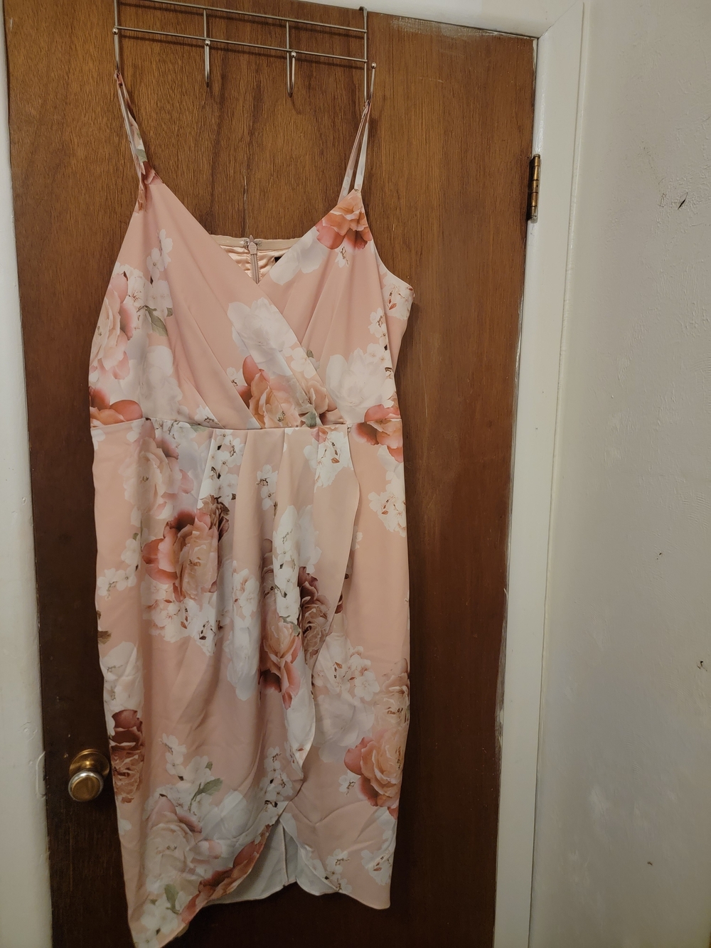City Chic Pink Floral Wrap-Style Midi Dress